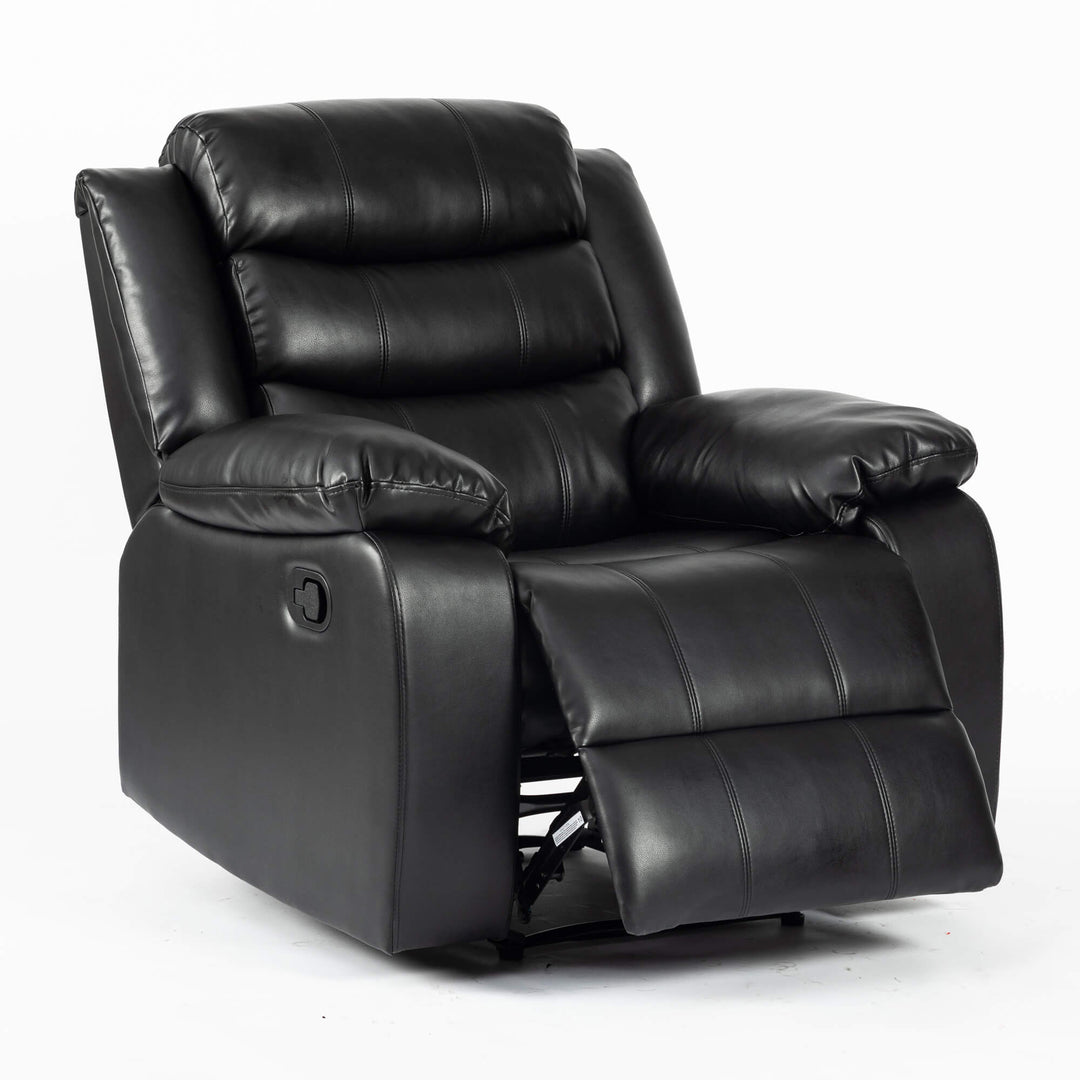 Turin Recliner Leather Aire 1 Seater Black