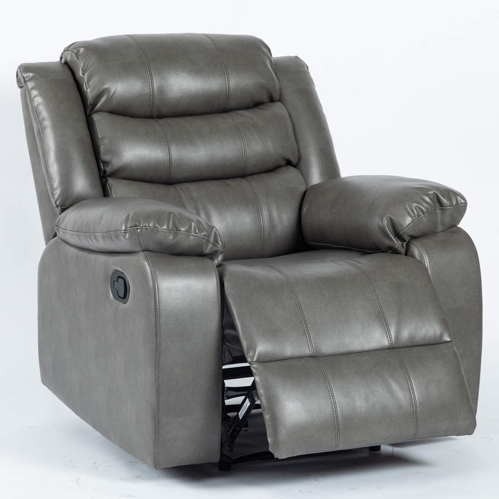 Turin Recliner Leather Aire 1 Seater Grey