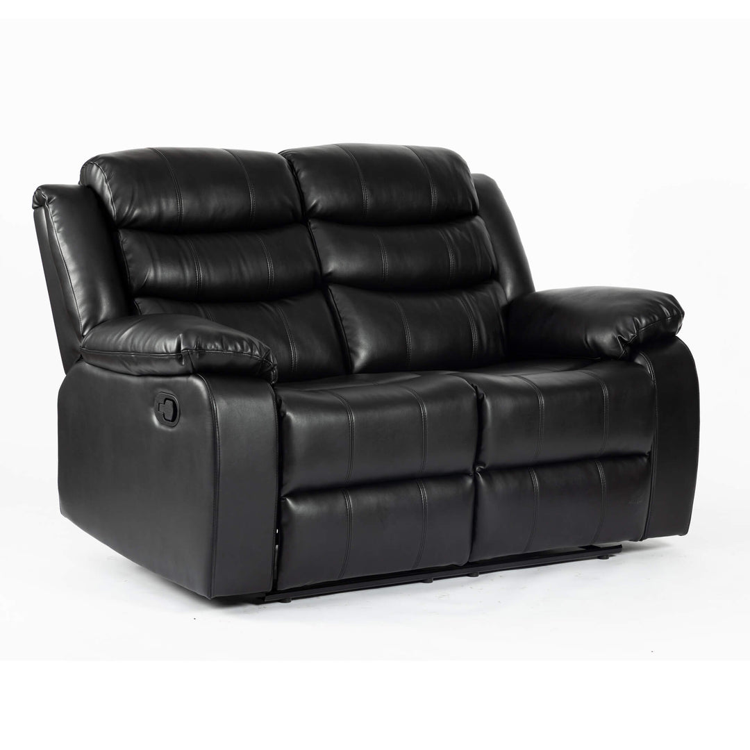 Turin Recliner Leather Aire 2 Seater Black