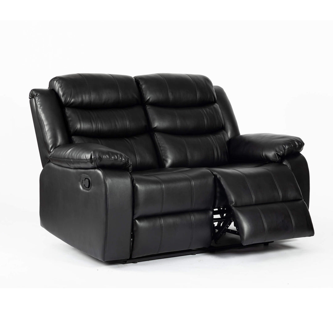 Turin Recliner Leather Aire 2 Seater Black