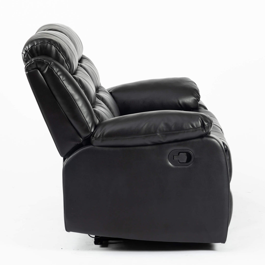 Turin Recliner Leather Aire 2 Seater Black