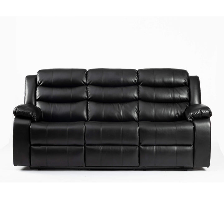 Turin Recliner Leather Aire 3 Seater Black