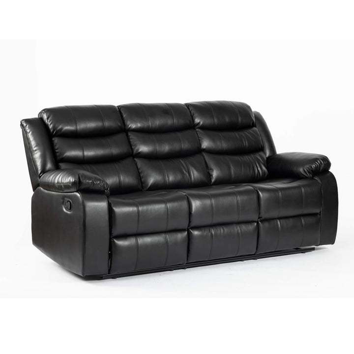 Turin Recliner Leather Aire 3 Seater Black