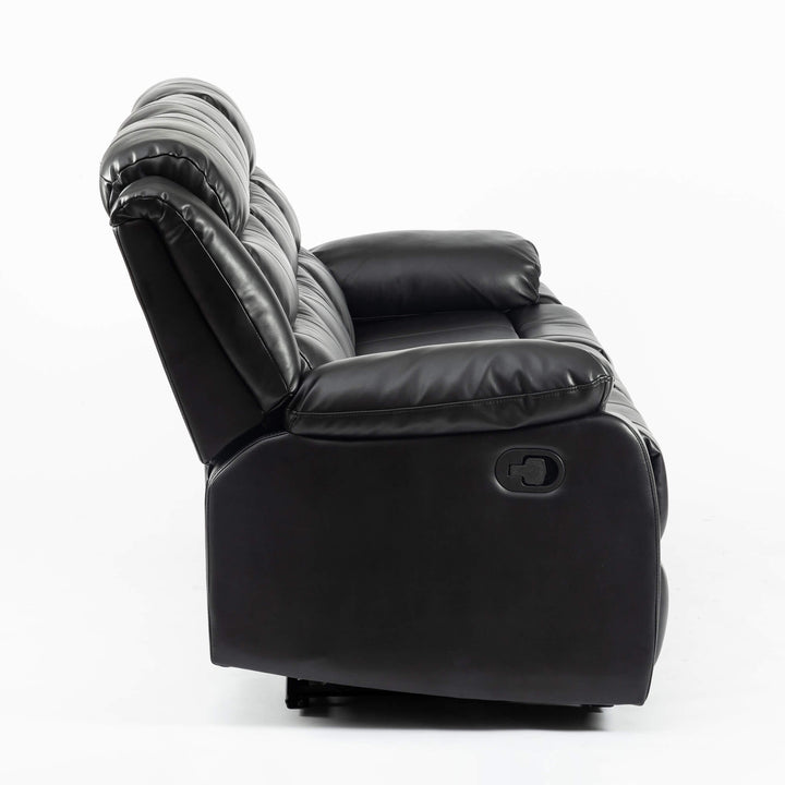 Turin Recliner Leather Aire 3 Seater Black