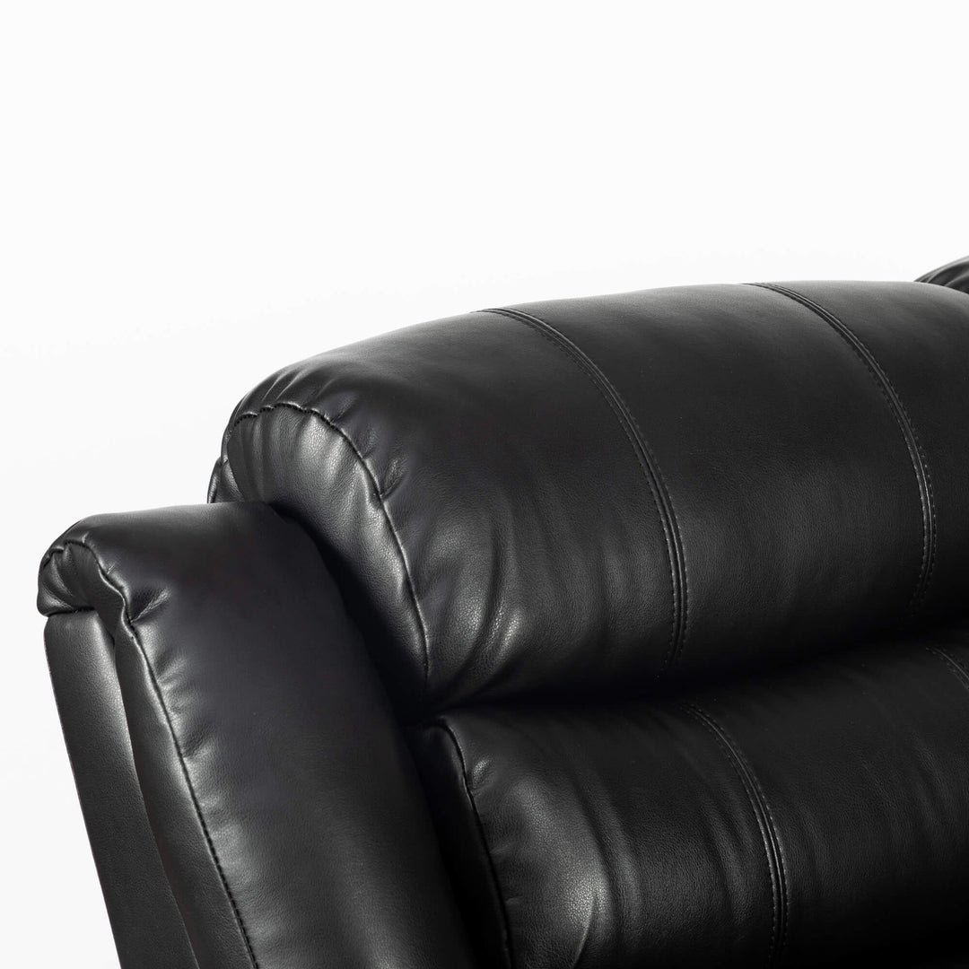 Turin Recliner Leather Aire 3 Seater Black
