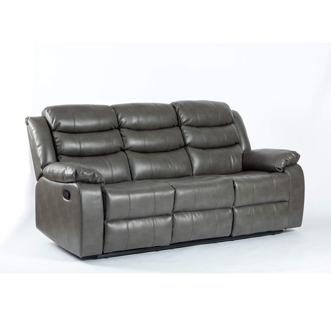 Turin Recliner Leather Aire 3 Seater Grey