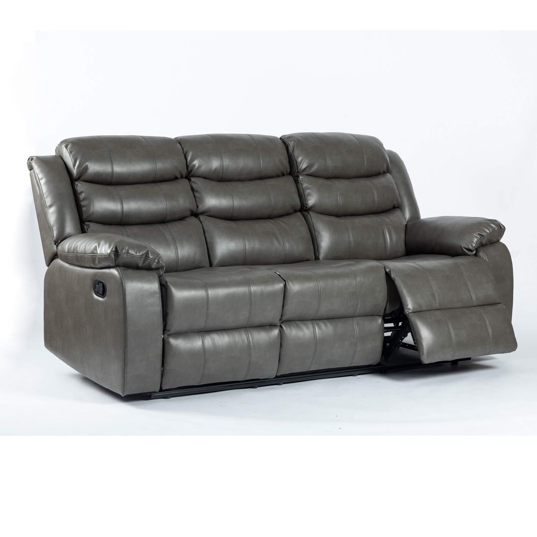 Turin Recliner Leather Aire 3 Seater Grey