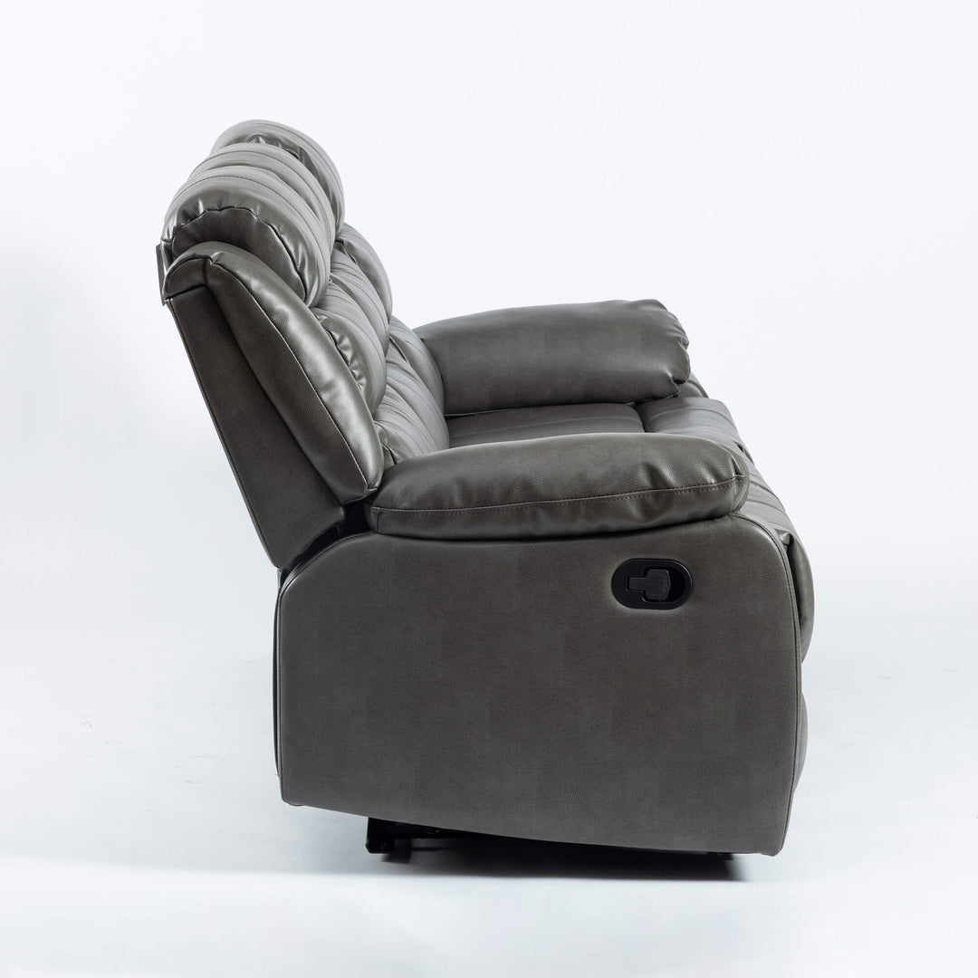 Turin Recliner Leather Aire 3 Seater Grey