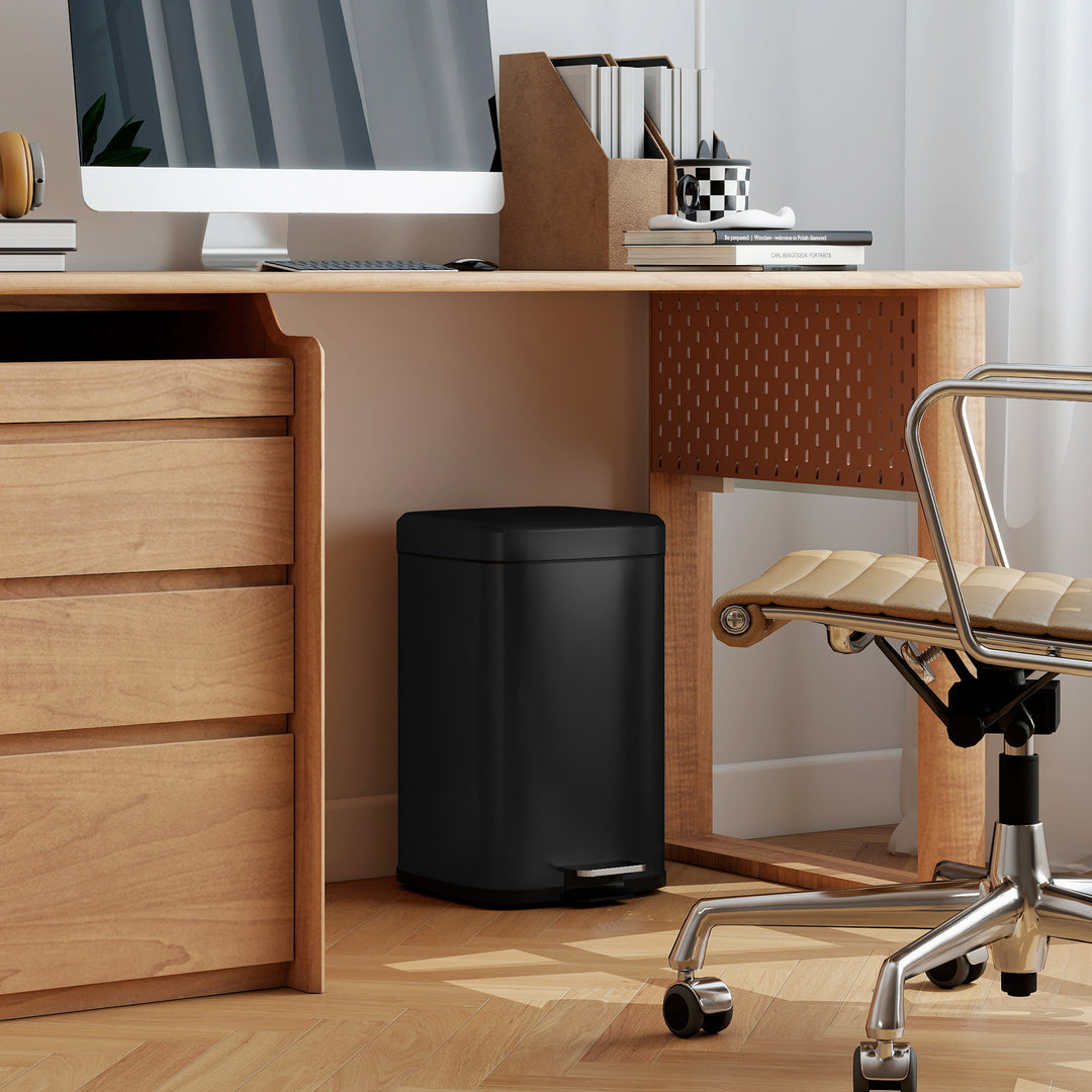 20L Modern Boxy Metal Home Kitchen Bin - Black