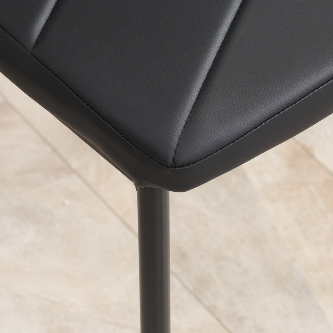 Set of 4 Faux Leather Dining Chairs - Black