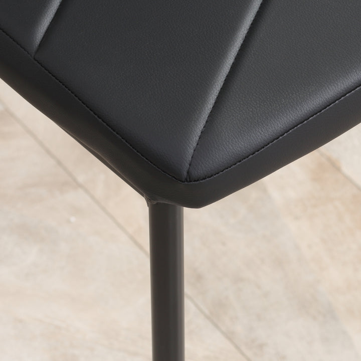 Set of 4 Faux Leather Dining Chairs - Black