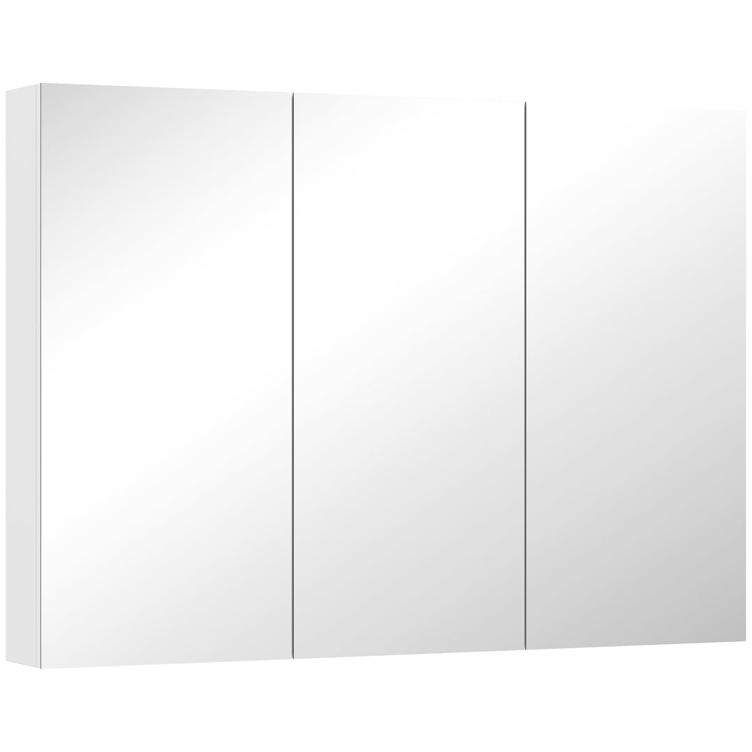 HOMCOM Three-Mirror Bathroom Storage Cabinet - White