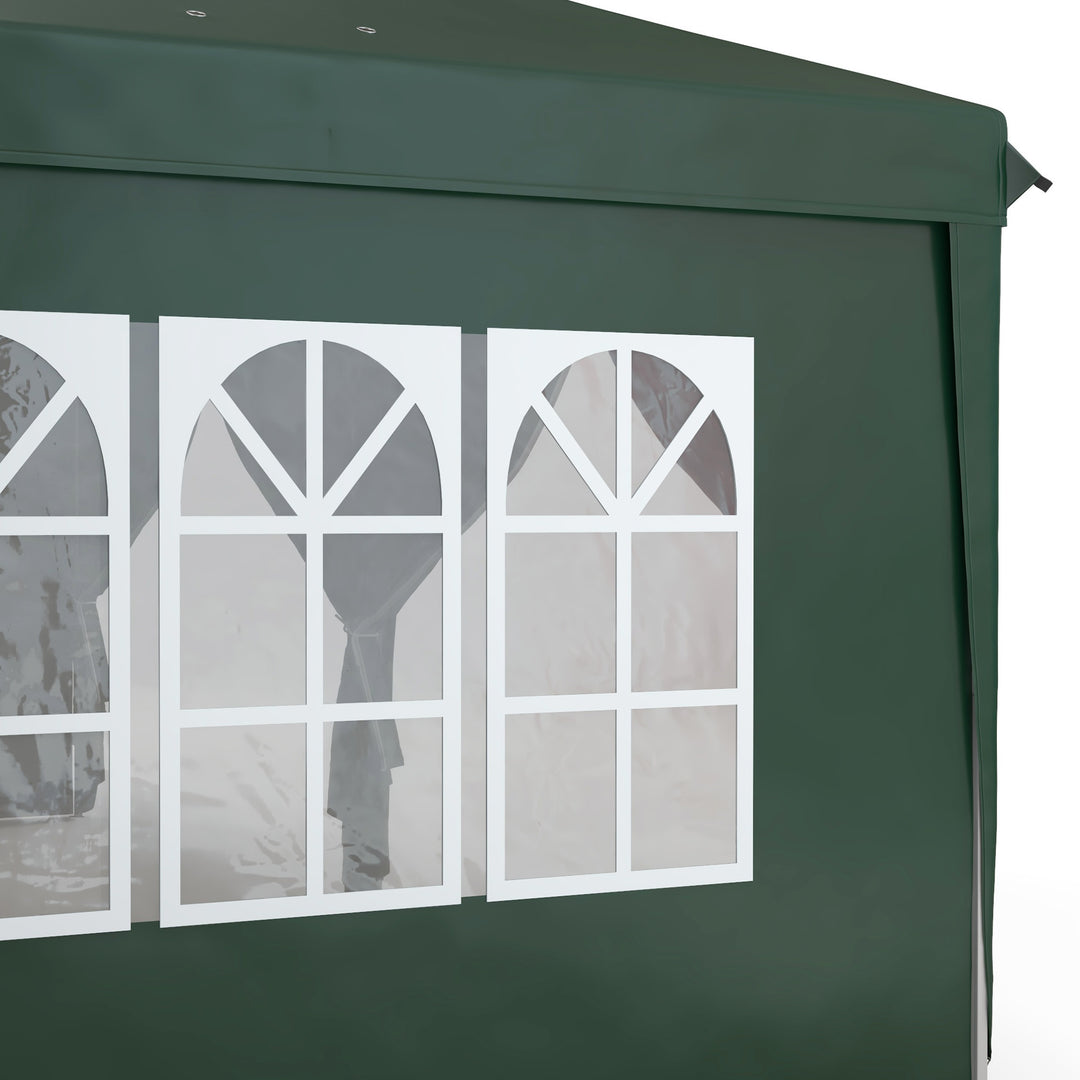 3 x 6m Pop-Up Gazebo, with Curtain Walls and Windows - Dark Green