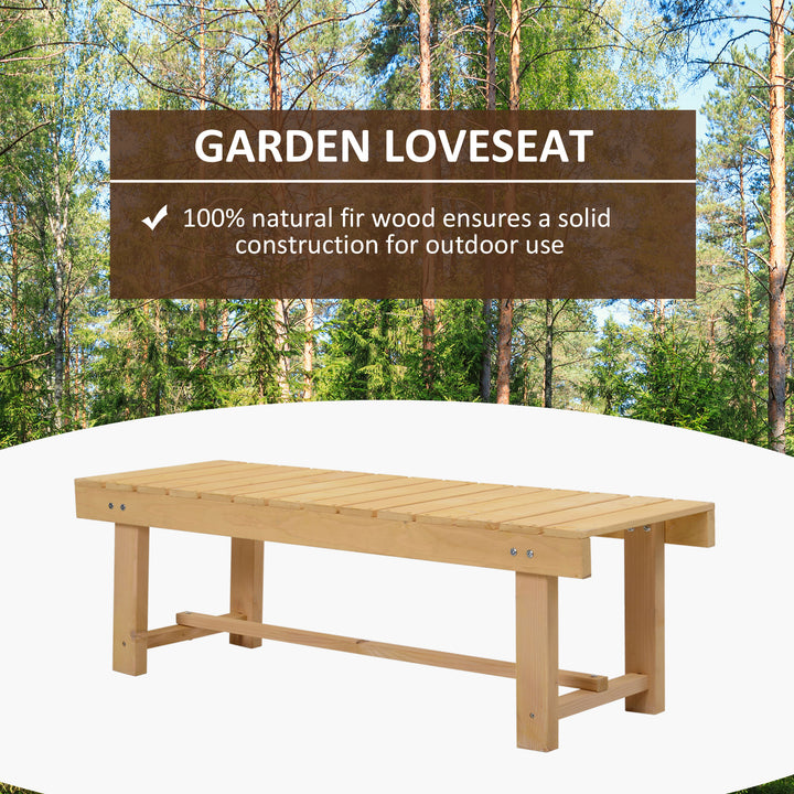 5 Pieces 2-seater Outdoor Indoor Wooden Garden Bench Fir Patio Loveseat, 110L x 38W x 35Hcm, Natural