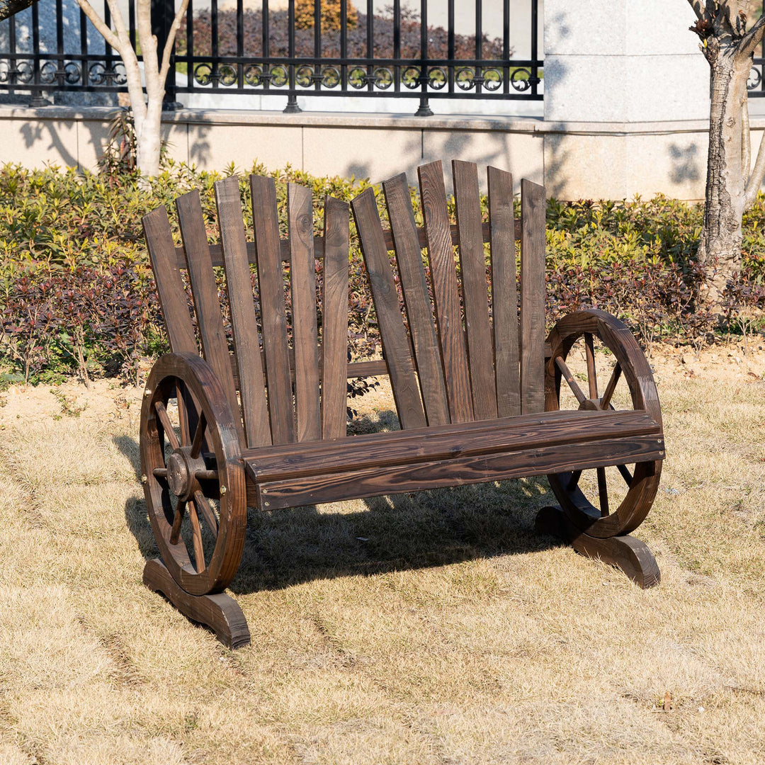 Fir Logs Love Seats with Wheel-Shaped Armrests, Large Load-Bearing Chair, Natural Wood Grain
