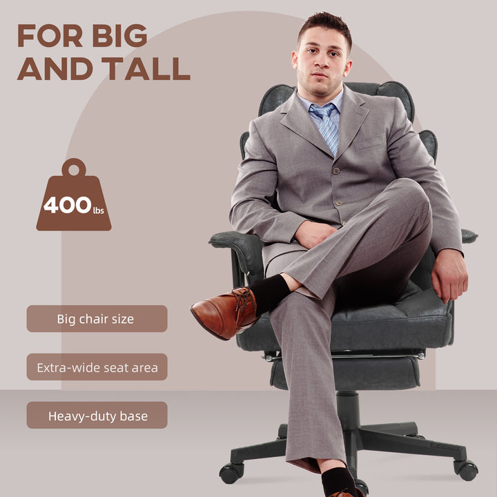 Office Chair with 6 Point Massage and Heat, Ergonomic Desk Chair with Foot Rest, Lumbar Support, Reclining Function and Wide Seat, Height-Adjustable High Back Swivel Rolling for Home, Black