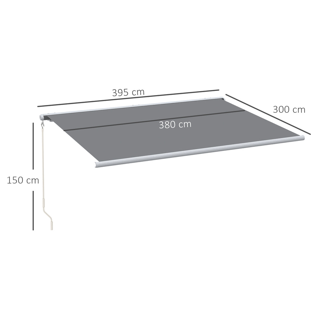4x3m Full Cassette Electric/Manual Retractable Awning with Remote Controller, Sun Canopies for Patio Door Window with Remote Controller, Grey
