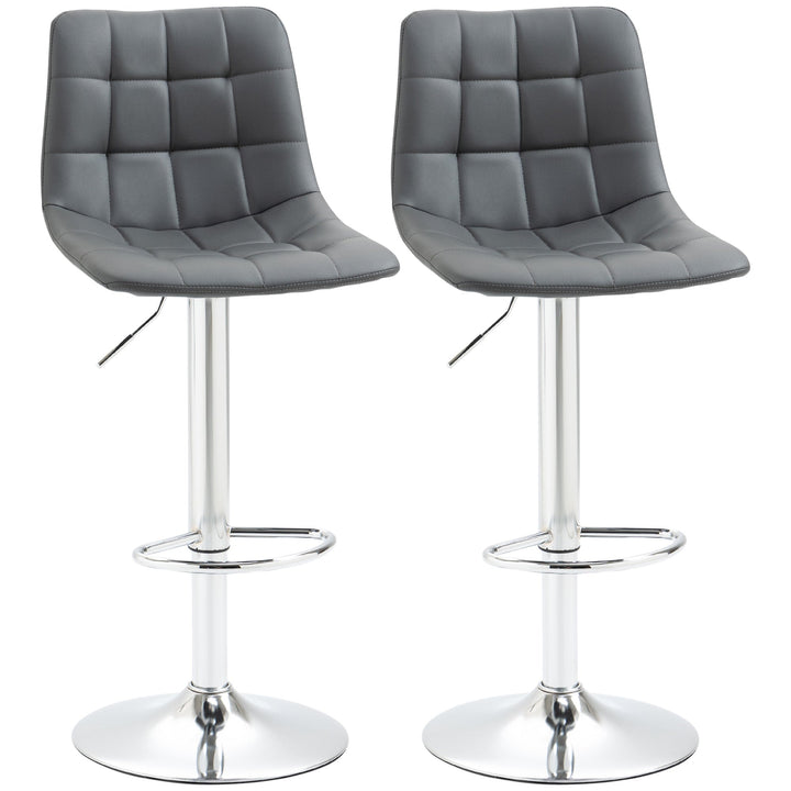 Adjustable Bar Stools Set of 2, Swivel PU Leather Upholstered Barstools with Tufted Seat and Back, Breakfast