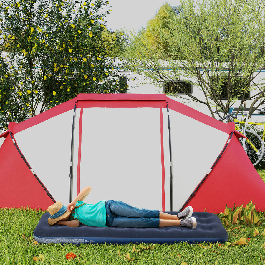 Single Air Bed with Hand Pump, Inflatable Mattress with Flocked Surface for Guest, Camping, Travel, 191 x 73 x 22cm, Blue