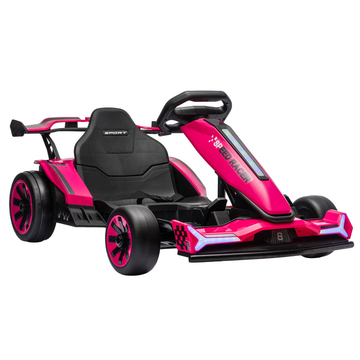 24V Electric Go Kart for Kids 6-12 Years with Drift Mode, Adjustable - Pink