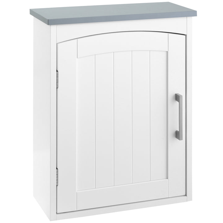 MCL Bathroom Cabinet Wall Mounted, Modern Bathroom Wall Cabinet with Arched Door and Adjustable Shelf, Bathroom Storage Cabinet, Light Grey and White
