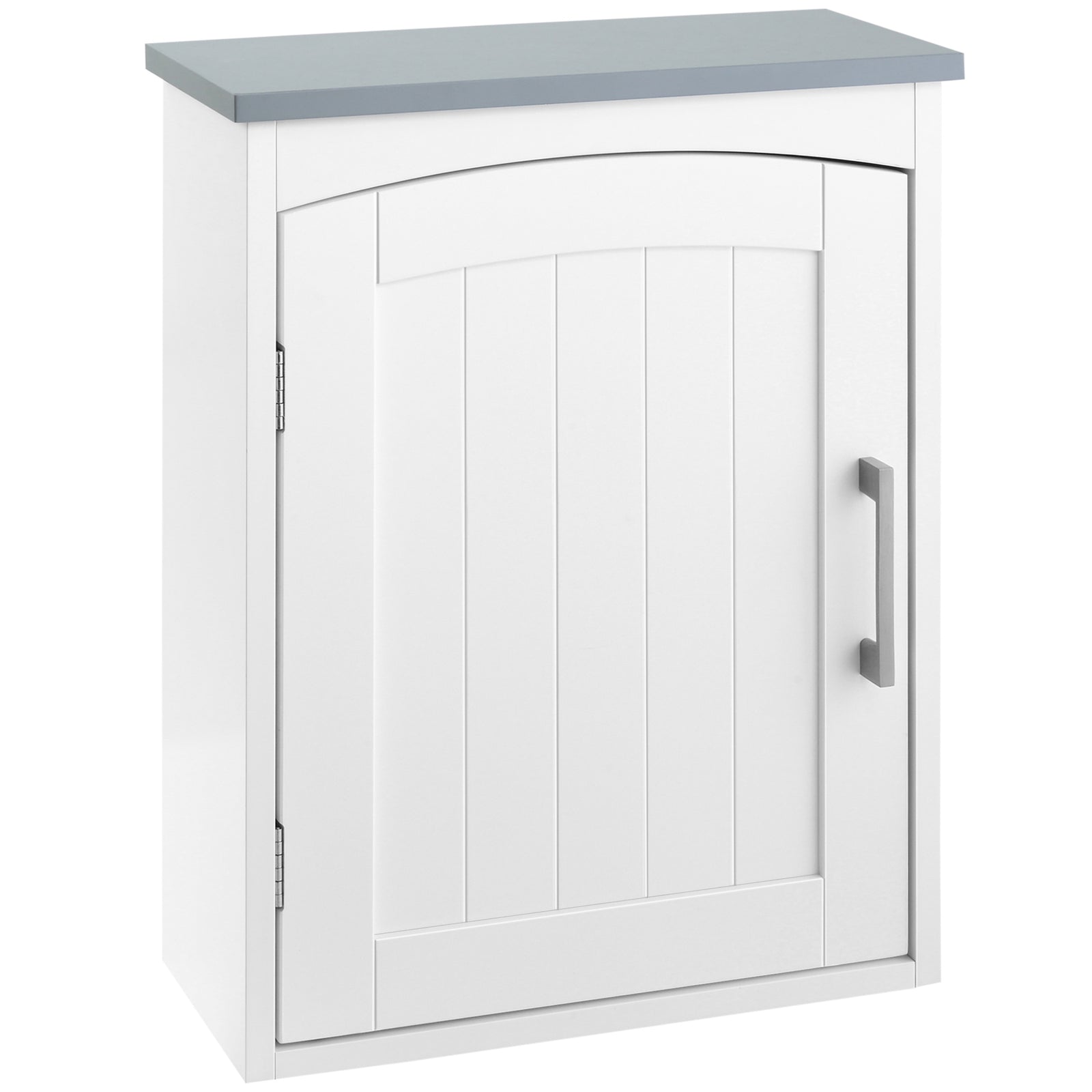 Bathroom Cabinet Wall Mounted, Modern Bathroom Wall Cabinet with Arched Door and Adjustable Shelf, Bathroom Storage Cabinet, Light Grey and White
