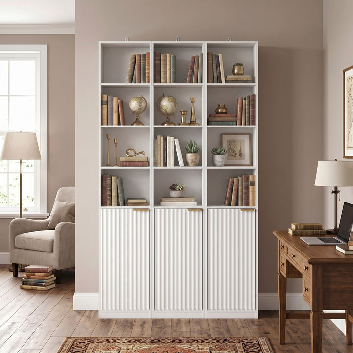 Bookcase Adjustable Shelf Bookshelf Anti-Tip Hardware 6-Tier Storage C
