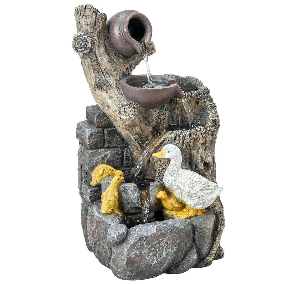 5-Tier Outdoor Waterfall Fountain, Freestanding Self-Contained Cascadi