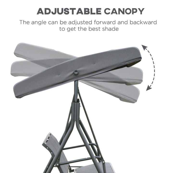 3 Seater Swing Chair, Garden Swing Bench with Canopy, Breathable Mesh Seat and Heavy Duty Steel Frame for Patio, Yard, Grey