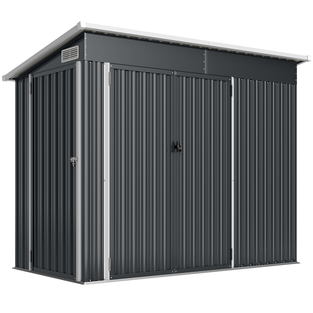7.5 x 4.3ft Metal Garden Storage Shed, Waterproof Outdoor Shed with Tr