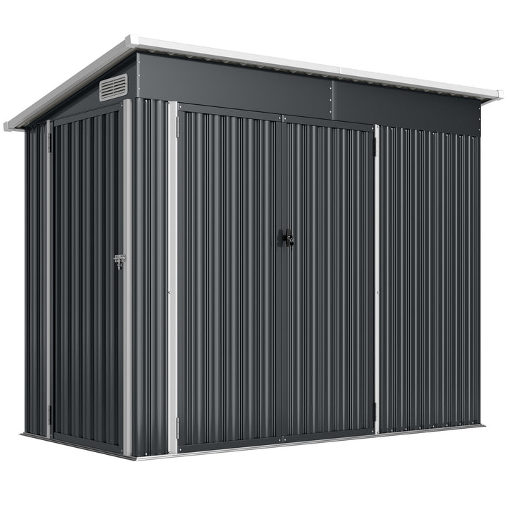 7.5 x 4.3ft Metal Garden Storage Shed, Waterproof Outdoor Shed with Tr