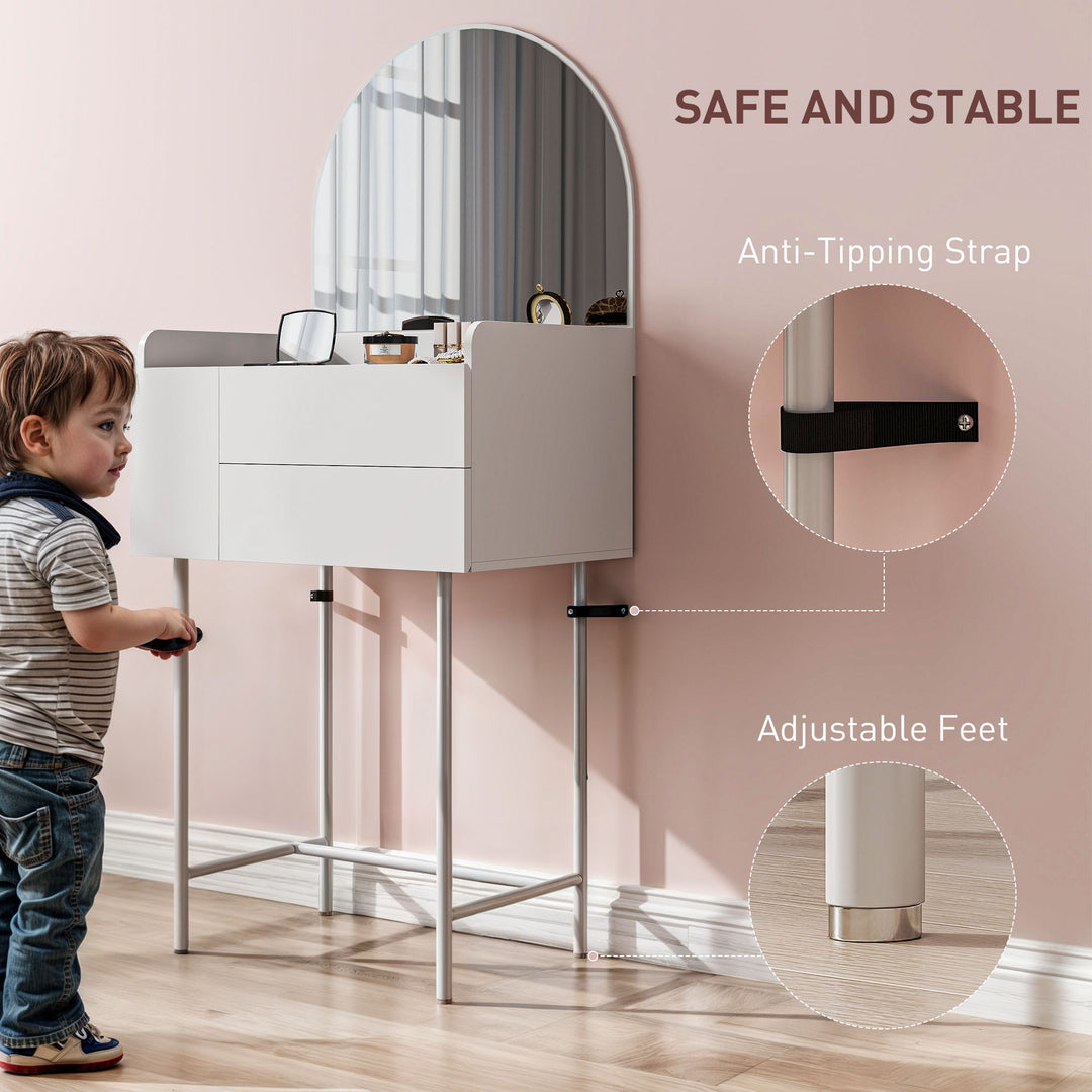 Three Drawer Compact Dressing Table - White
