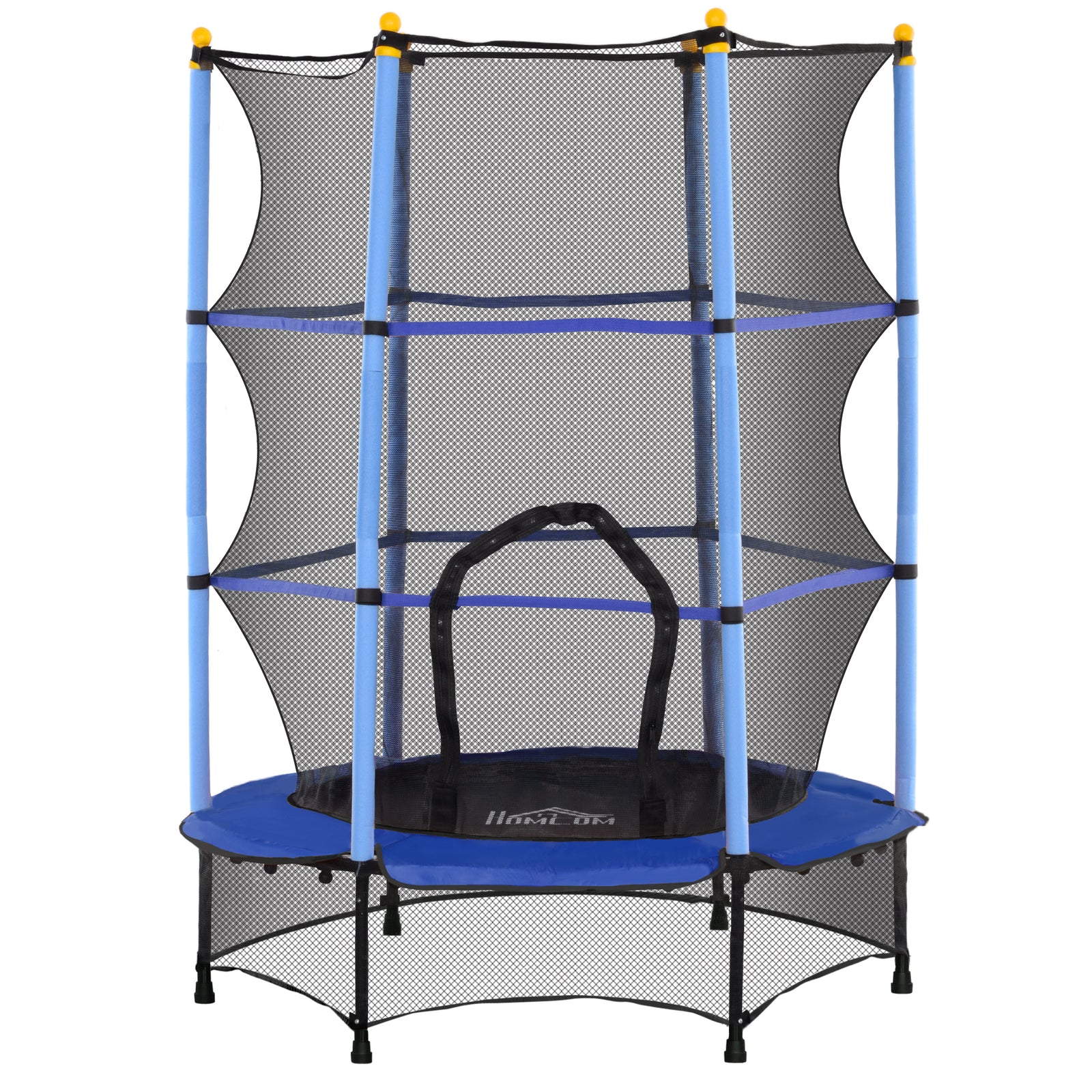 4.6FT/55" Kids Trampoline with Safety Enclosure, Outdoor Indoor Use, for Ages 3-10 Years, Blue