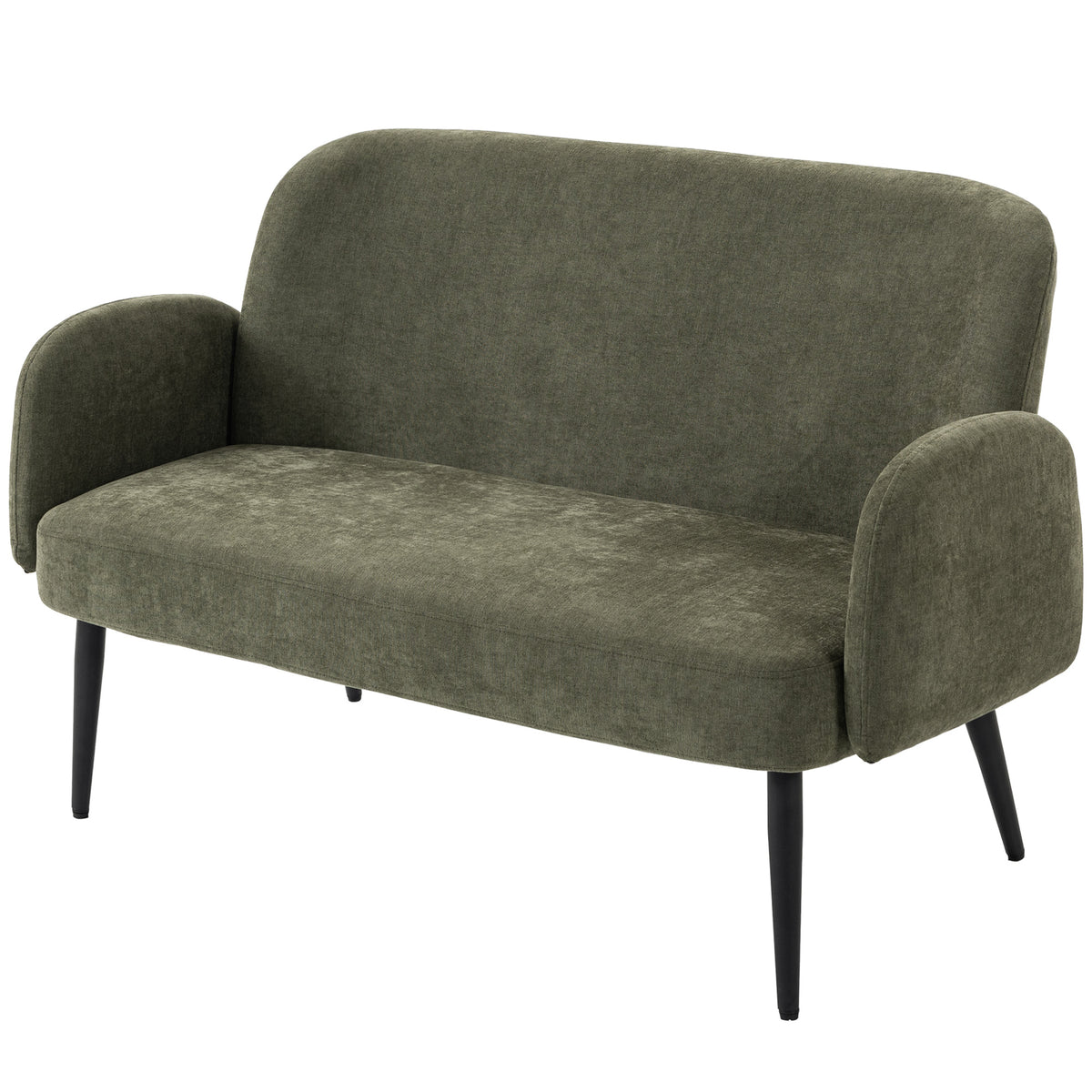 132cm 2 Seater Sofa, Velvet Comfy Small Sofa Couch with Wide Seat