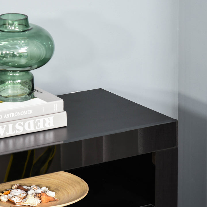 MCL LED Storage Cabinet, Cupboard with High Gloss Front and RGB Lighting, Modern Sideboard for Entryway, Dining Area, Living Room, Black