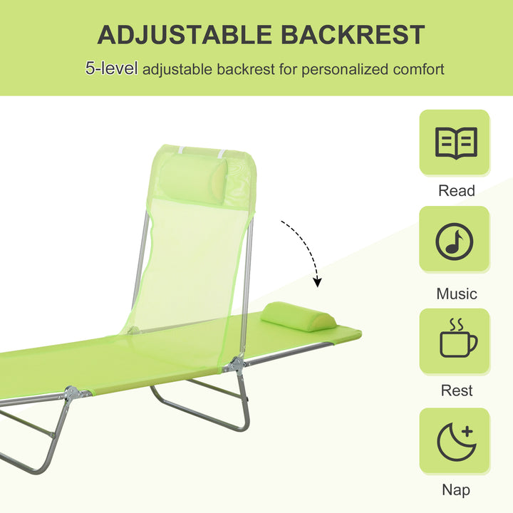 Single Folding Sun Lounger - Green