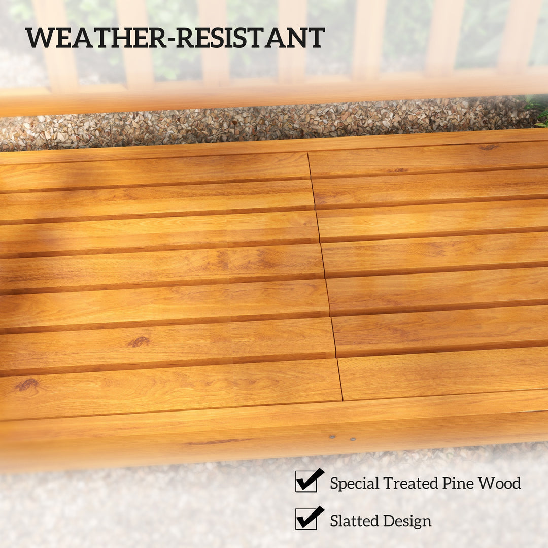 Wooden Bench with Liftable Middle Table, Outdoor Bench, Patio Loveseat