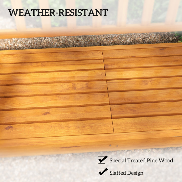 Wooden Bench with Liftable Middle Table, Outdoor Bench, Patio Loveseat