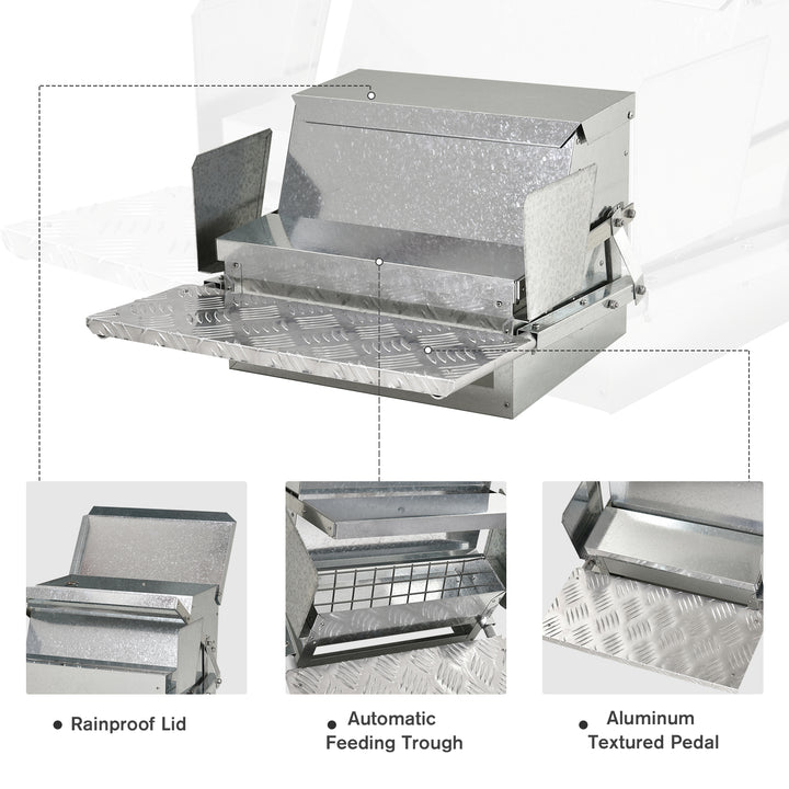 PawHut 11.5kg Capacity Automatic Chicken Poultry Feeder with a Galvanized Steel and Aluminium Build, Weatherproof Design | Aosom UK