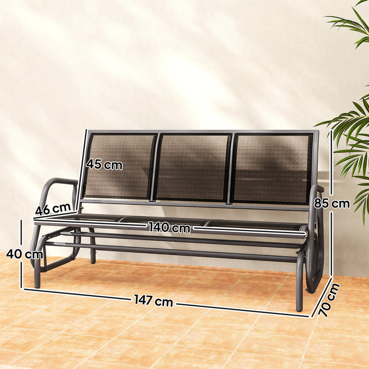 MCL 3-Seat Glider Rocking Chair for 3 People Garden Bench Patio Furniture Metal Frame, Black