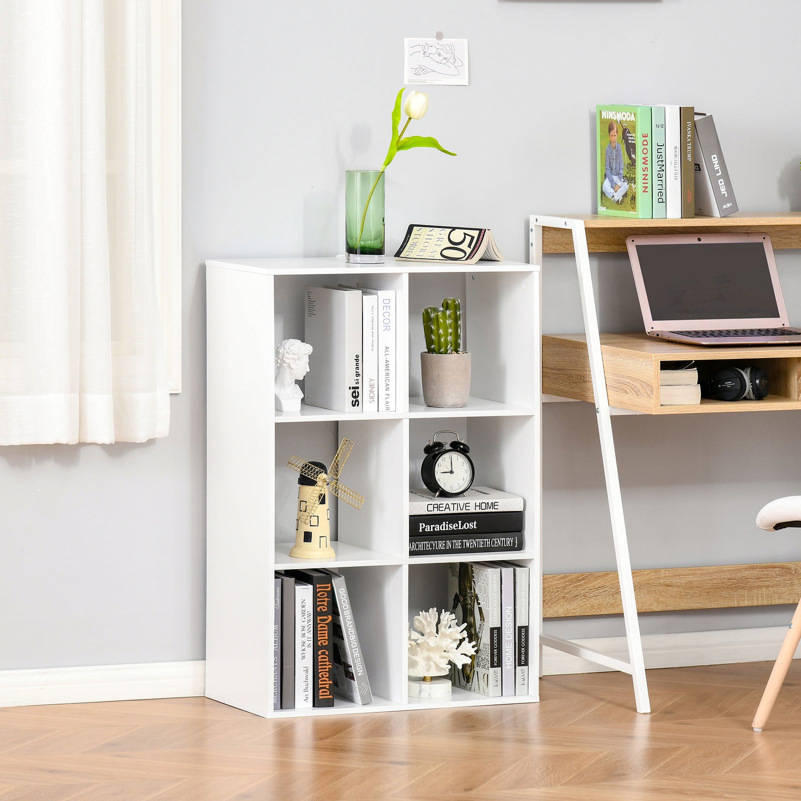 6-Cube Bookshelf - White