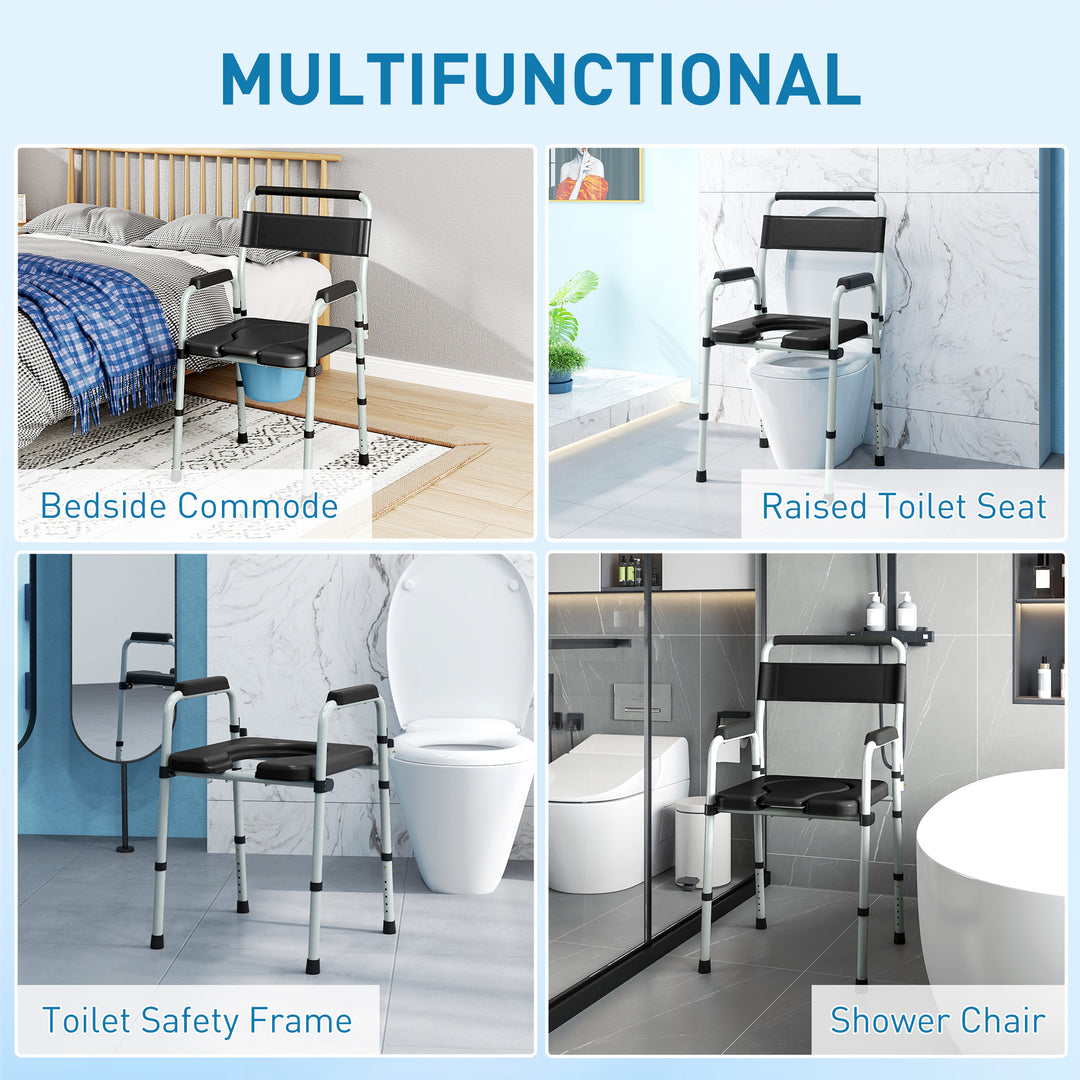 Commode Chair for Elderly with Arms and Back, Lightweight Non-Slip - view 4