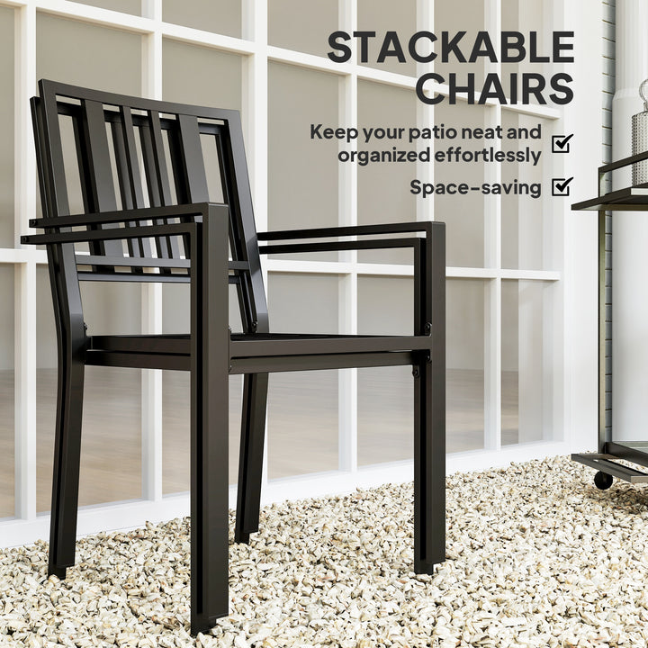 Set of Two Minimal Metal Garden Chairs - Black