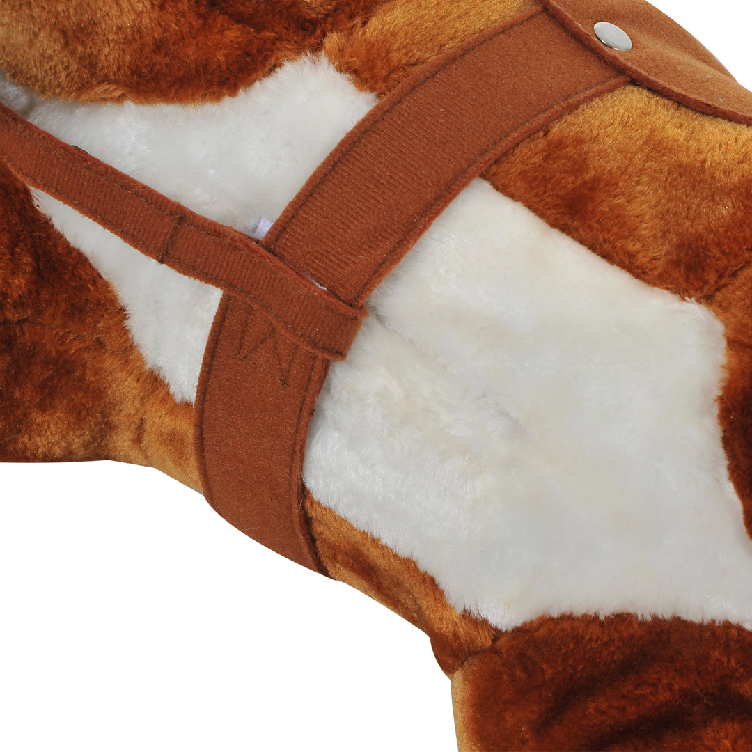 Rocking Horse Kids Ride on Walking Horse Animal Pony Wheeled Riding Plush Toy w/Sound for 2 Years and Up (Brown)