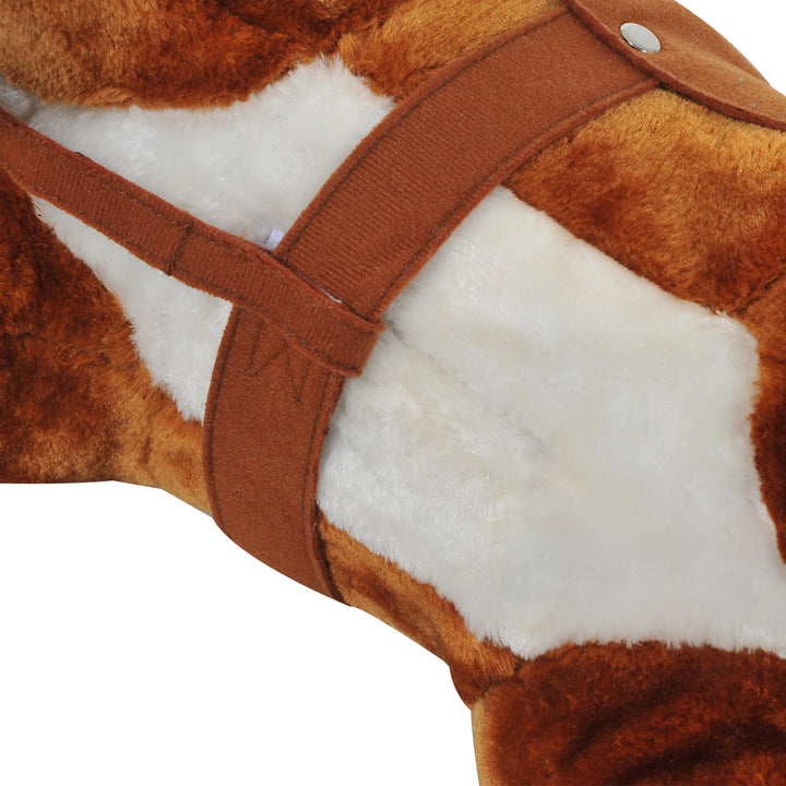Rocking Horse Kids Ride on Walking Horse Animal Pony Wheeled Riding Plush Toy w/Sound for 2 Years and Up (Brown)
