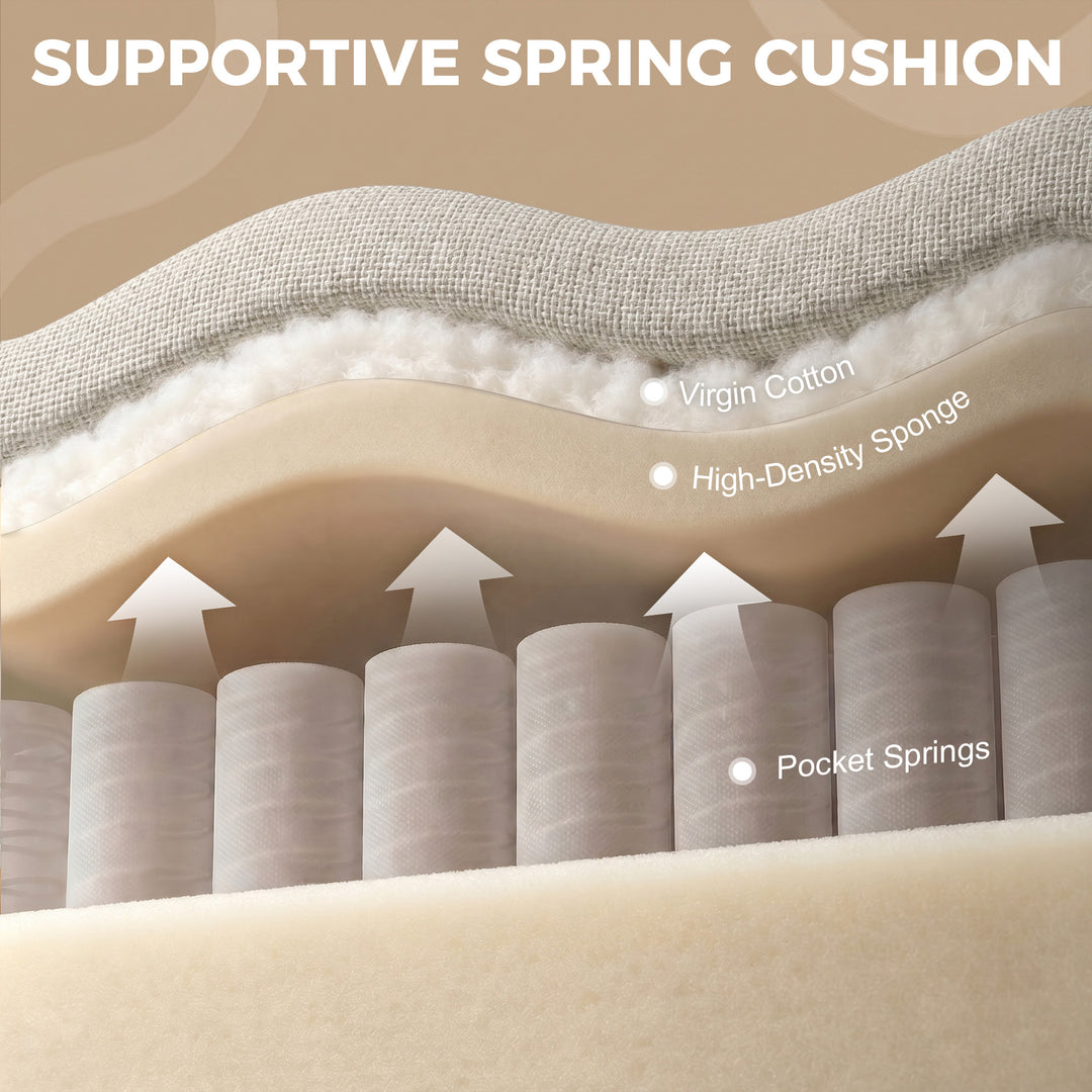 Accent Chair, Removable Pillow Linen Armchair with Comfy Spring - view 4