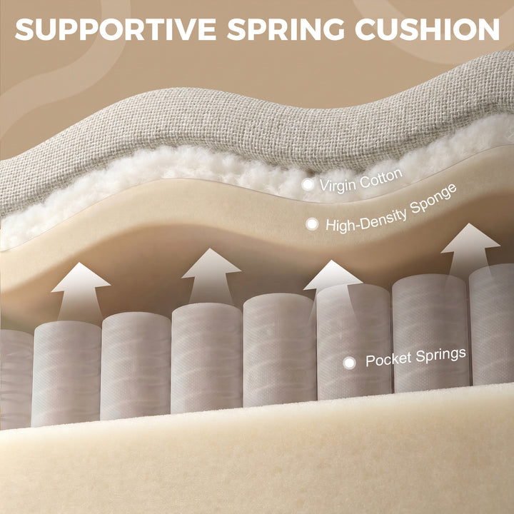 Accent Chair, Removable Pillow Linen Armchair with Comfy Spring - view 4