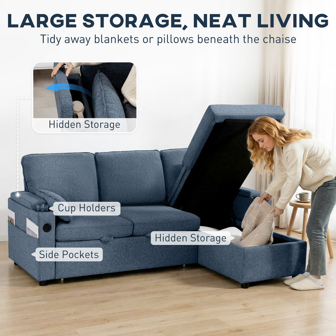 Corner Sofa Bed, L Shaped Sleeper Sectional Sofa with Reversible Stora