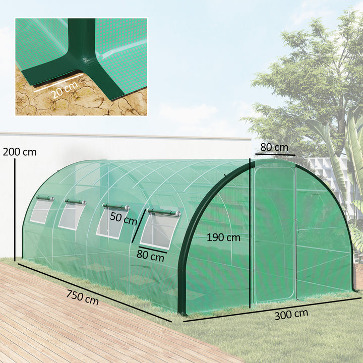 Polyethylene Upgraded Structure Walk-in Polytunnel Greenhouse, 6 x 3(m), Green
