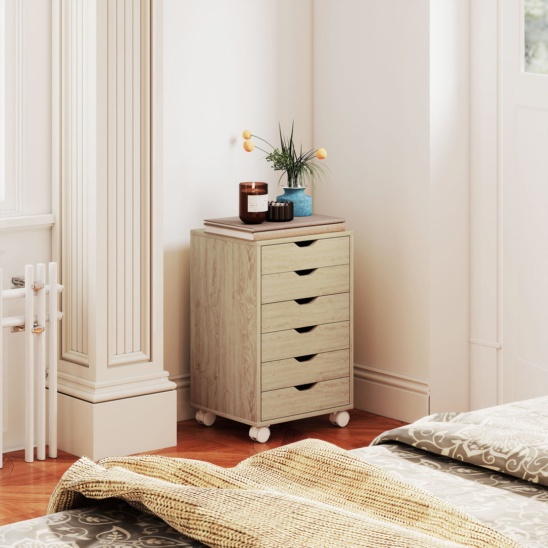 6 Drawer Vertical File Cabinet, Mobile Filing Cabinet with Quiet Drawe